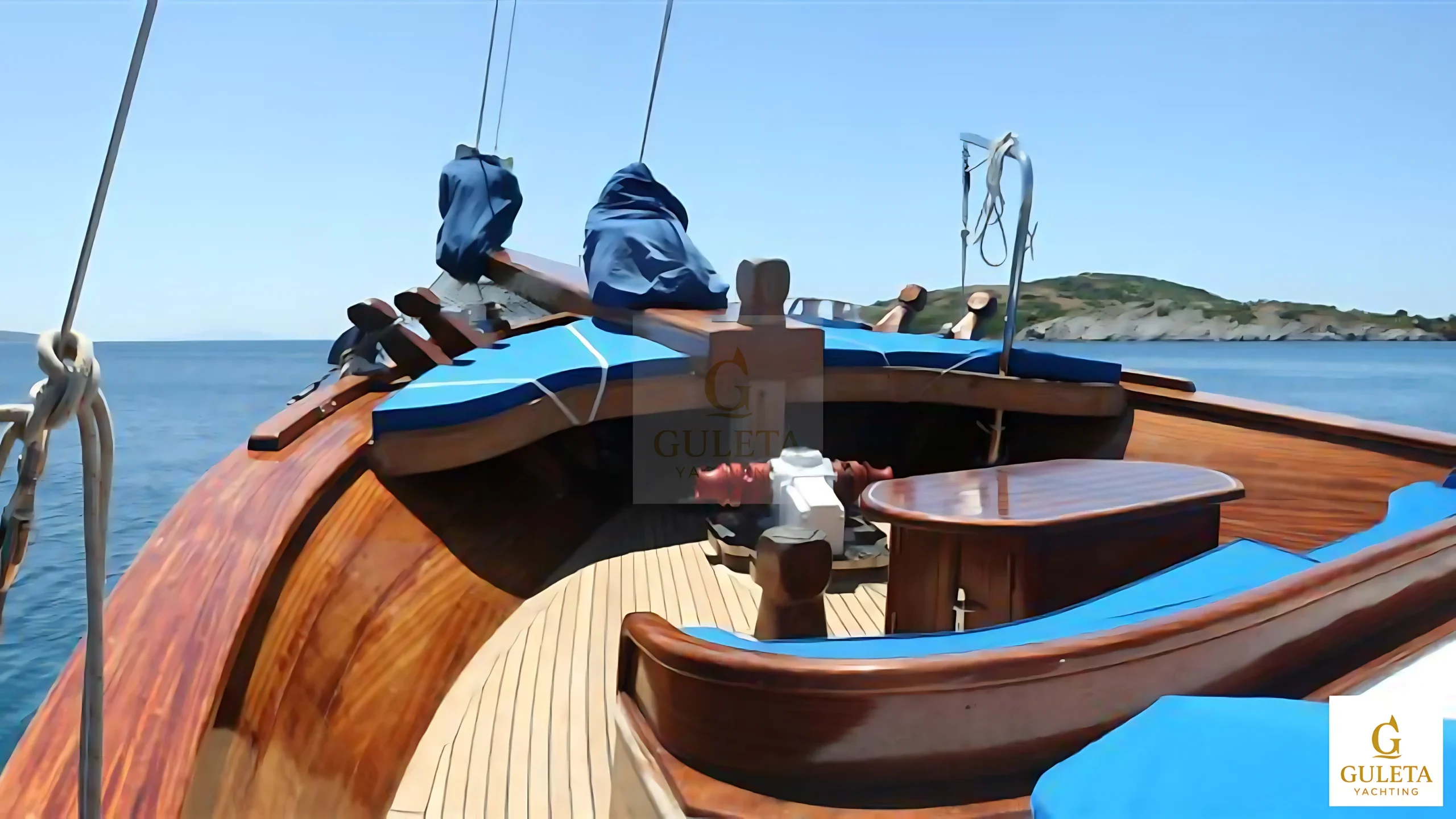 Gemibasi Gulet bow view from the front