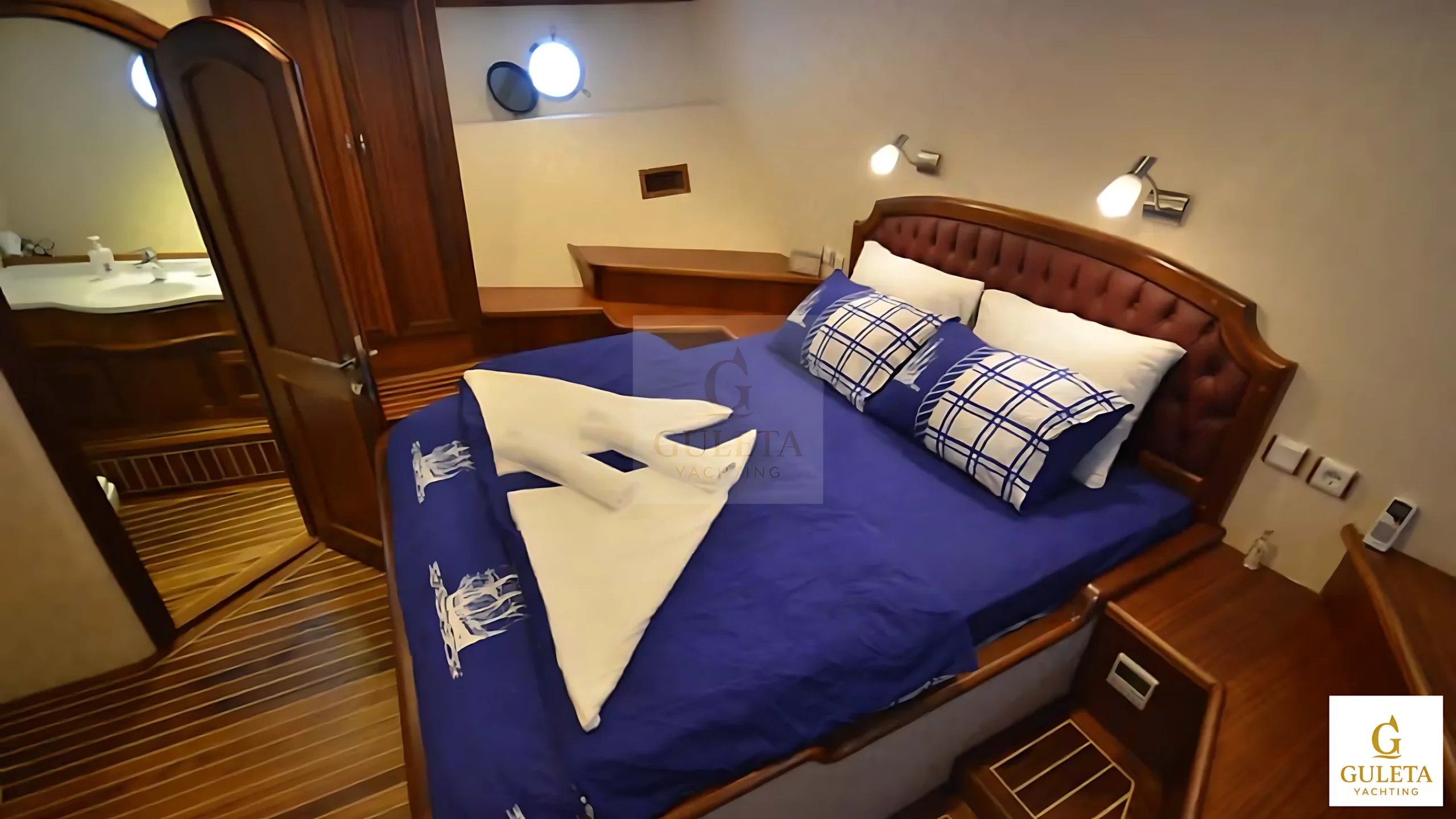 Side view of the master cabin on the C.Taner II Gulet showcasing spacious design.
