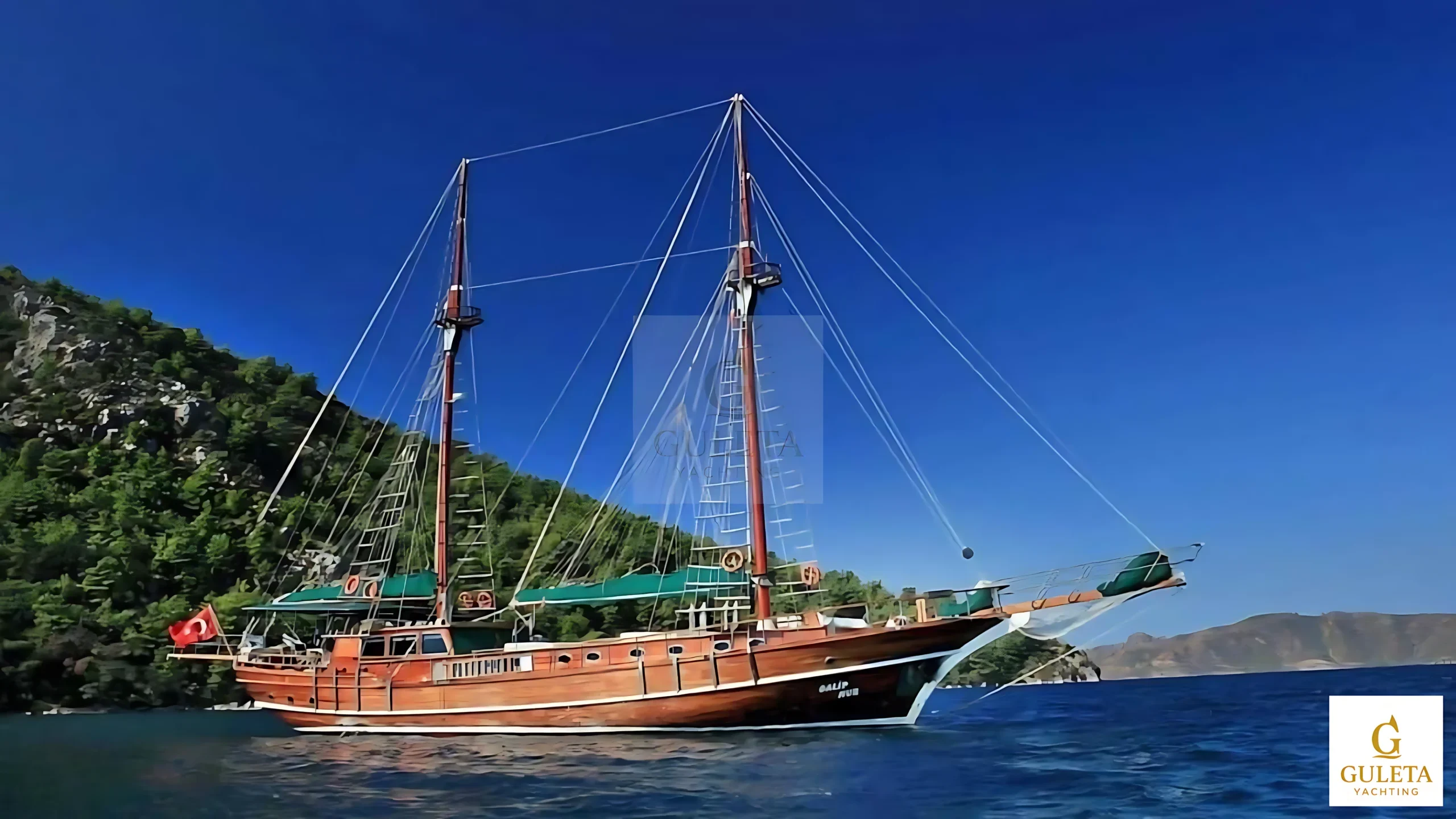 Exterior view of Galip Nur Gulet from the sea.