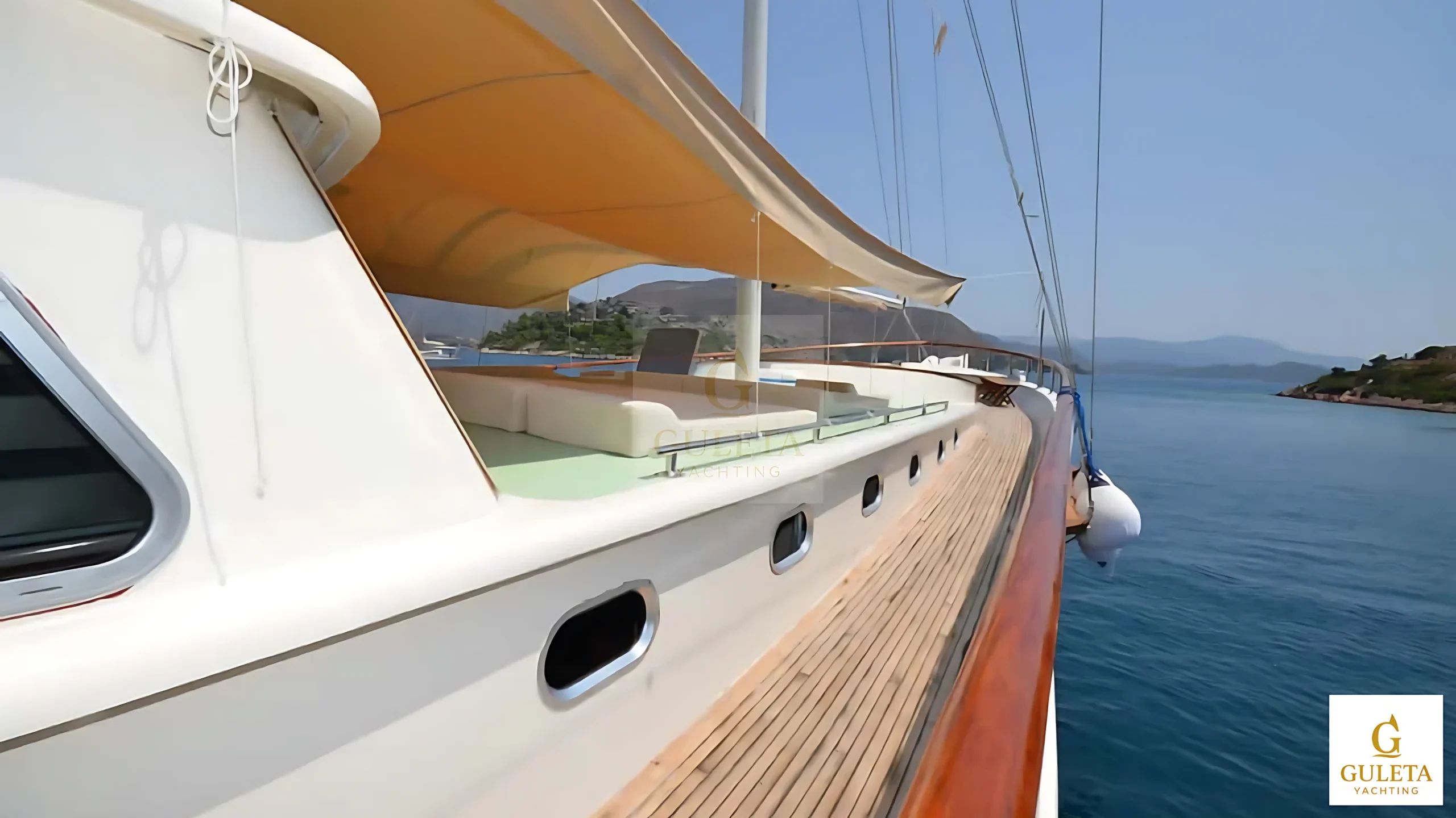 Side profile shot of the C.Taner II Gulet showcasing its classic design.
