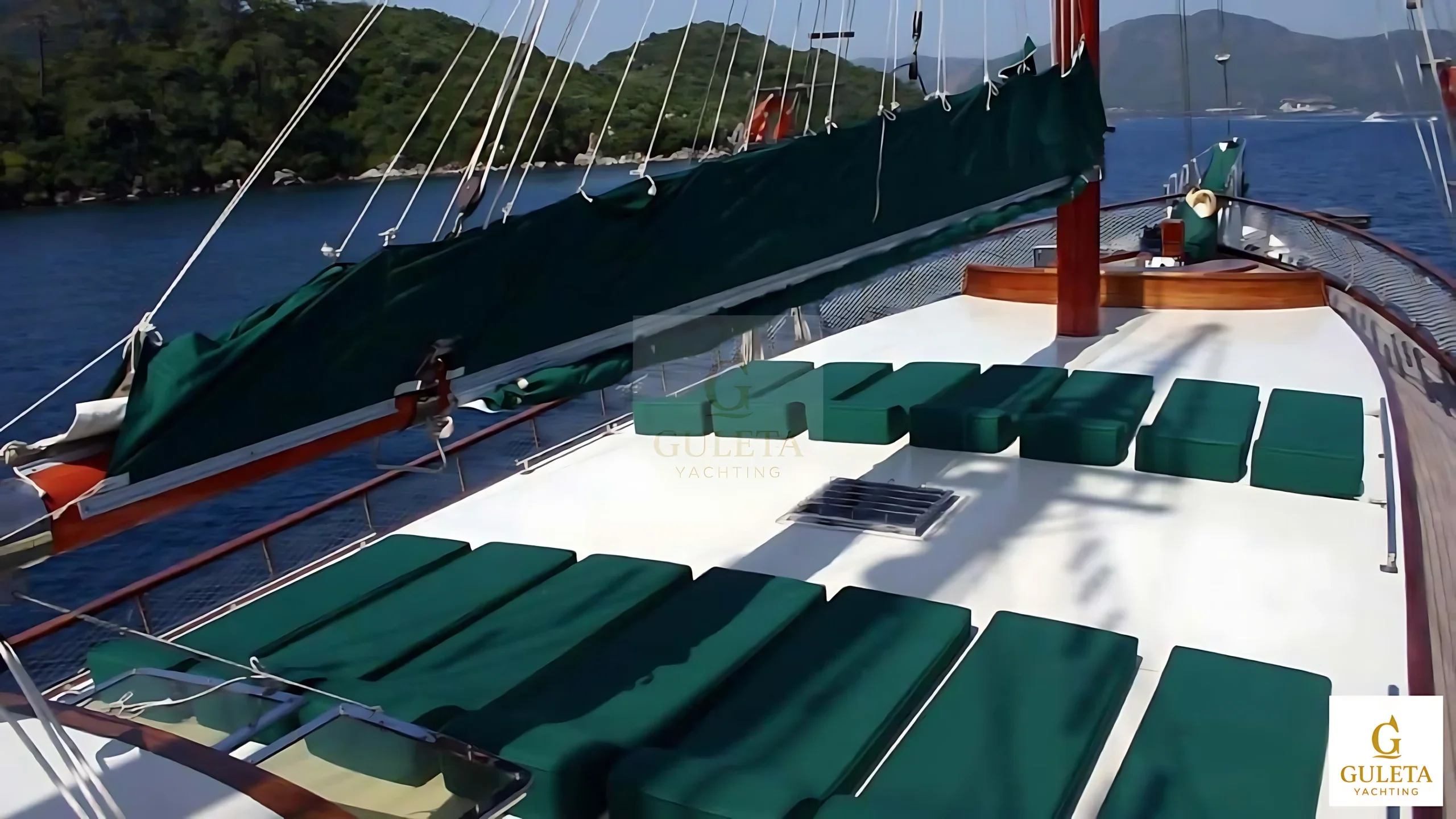 Forward sunbathing area on the deck of Galip Nur Gulet.