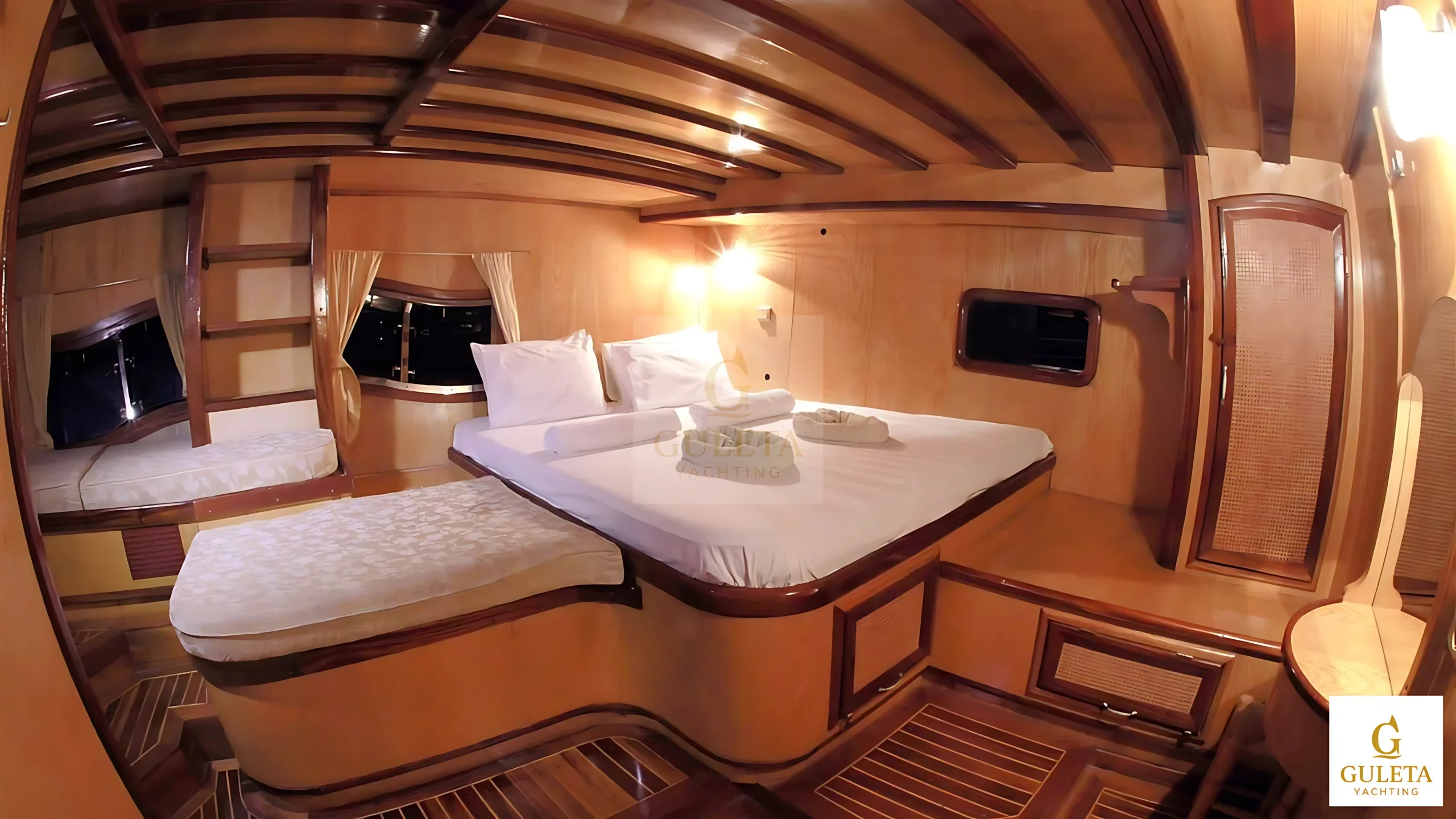 Nirvana Gulet luxury master cabin for exclusive gulet charter in Bodrum, Turkey