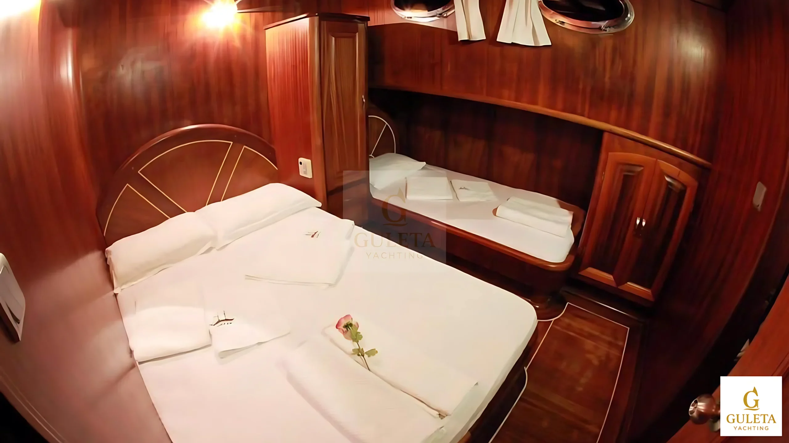 Guest cabin inside Galip Nur Gulet.