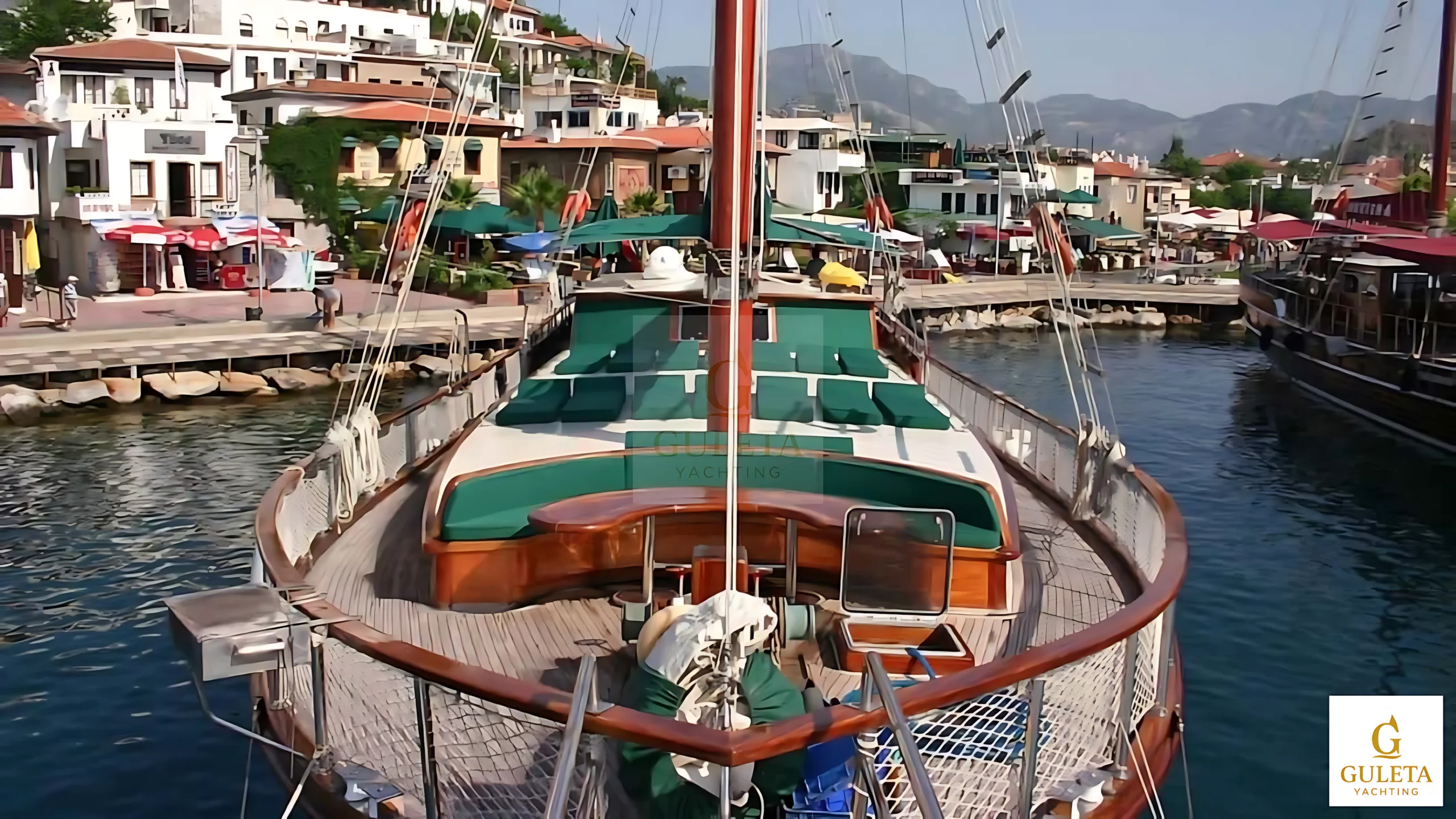 Gold-themed decorative image for the Galip Nur Gulet yacht charter page footer.